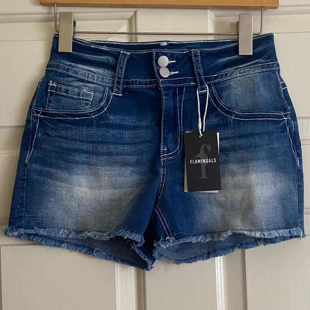 NWT Flamingals Women's Distressed Blue Jean Shorts